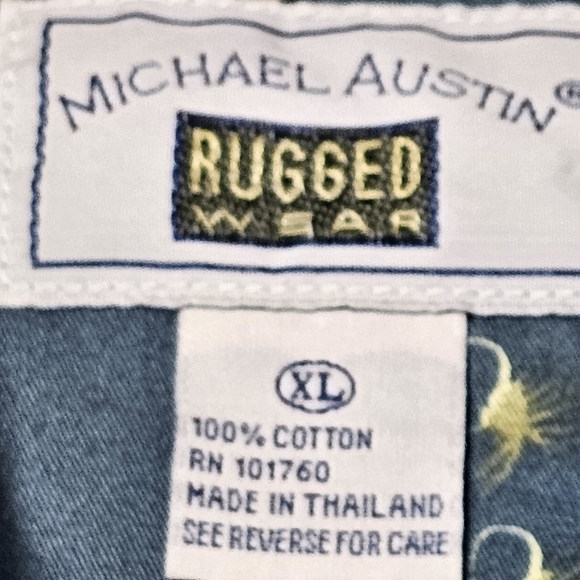 Men’s Michael Austin Rugged Wear Bass Fishing Shirt XL Teal Green Blue - Picture 13 of 13